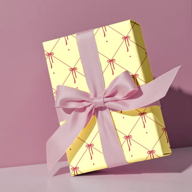 Papier Cadeau Red Ribbon Bows - Classic Valentine Wrapping Paper (Créateur téléchargé)