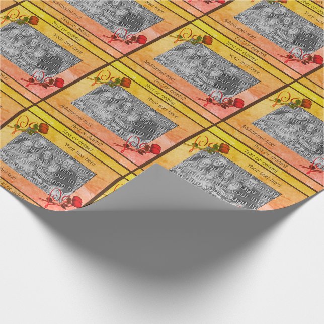 Papier Cadeau Red Roses Coeur Votre photo Personnalisée (Coin)