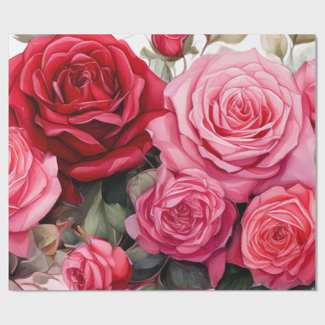 Papier Cadeau Red roses, Red roses, (Plat)