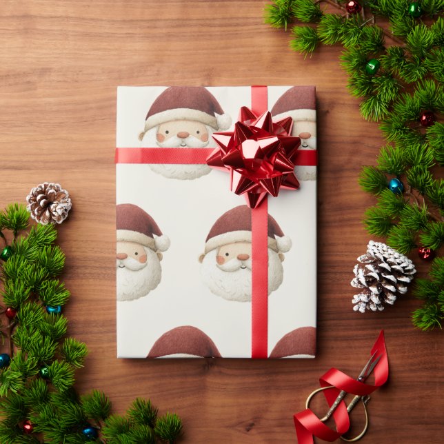Papier Cadeau Red Santa Claus Rustic Christmas Wrapping Paper (Cadeau de vacances)