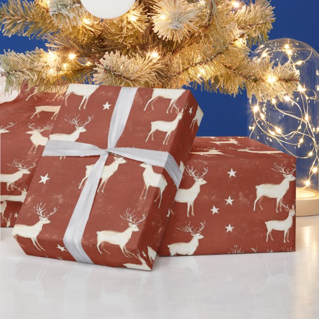 Papier Cadeau Red Stag d'hiver (Vacances)