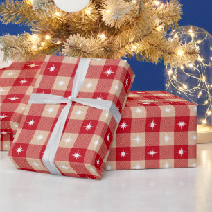 Papier Cadeau Red Tan Buffalo Plaid Pays Noël rustique