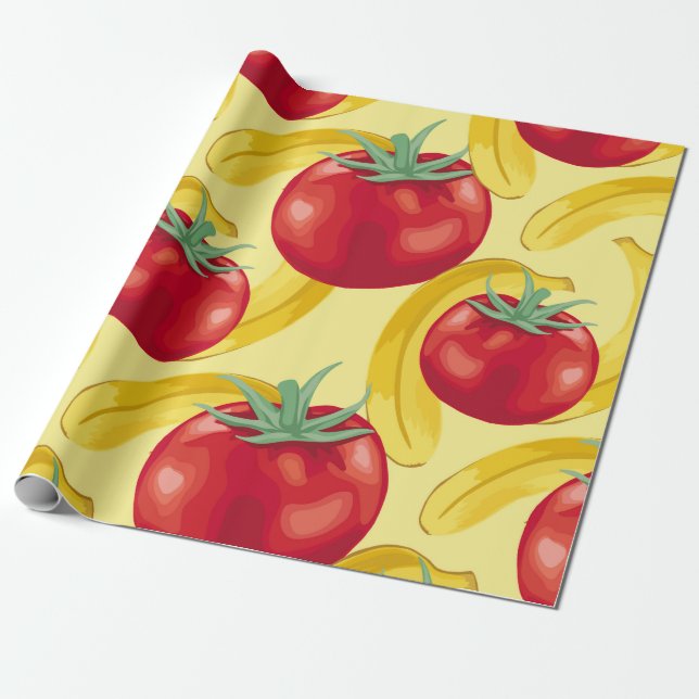Papier Cadeau Red tomato and fruits seamless pattern designabstr (Déroulé)
