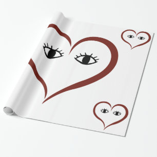 Papier Cadeau REd - Visage de coeur d'art Abstrait blanc