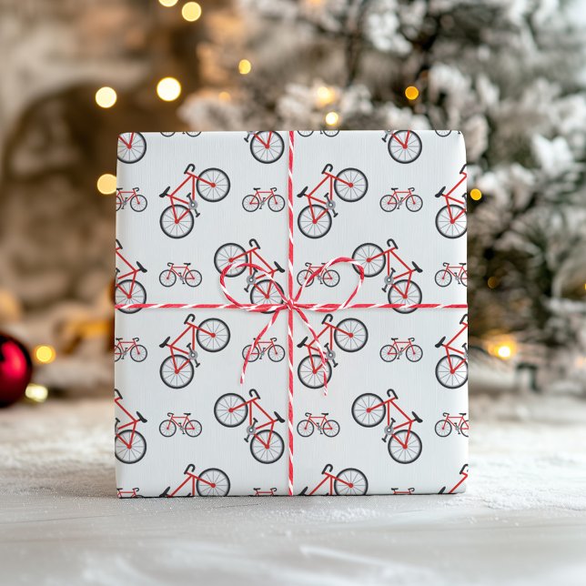 Papier Cadeau Red White Classic Bicycle Pattern Christmas (Créateur téléchargé)