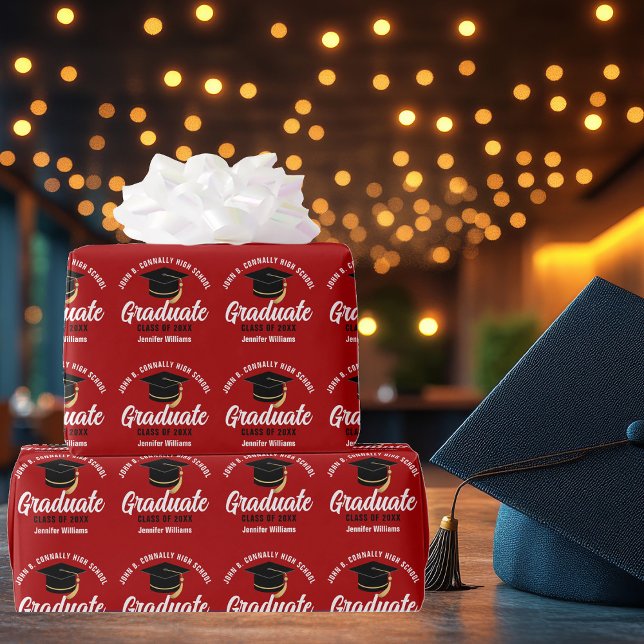Papier Cadeau Red White Graduate Custom 2025 (Créateur téléchargé)