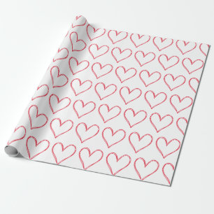 Papier Cadeau Red White Hearts Valentines Day Motif Love Wrapp