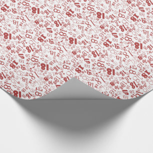Papier Cadeau Red White Numbers 18th Birthday Wrapping Papier