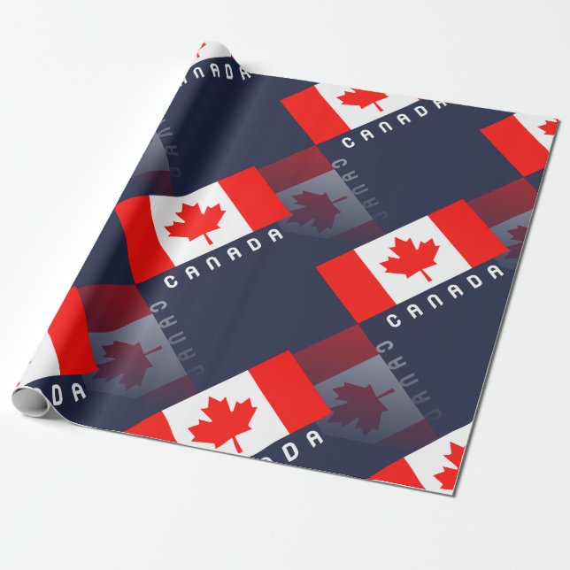 Papier Cadeau Réflexion canadienne élégante du drapeau 3D de (Déroulé)