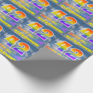 Papier Cadeau Regard "42" d'arc-en-ciel et "JOYEUX