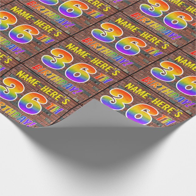 Papier Cadeau Regard Arc-en-ciel de Graffiti 36 ANS! & Nom perso (Coin)