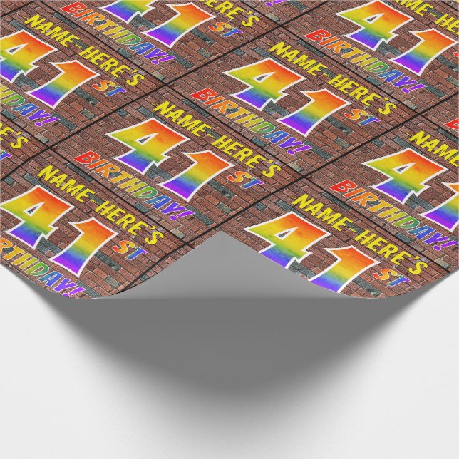 Papier Cadeau Regard Arc-en-ciel de Graffiti 41 ANS! & Nom perso (Coin)
