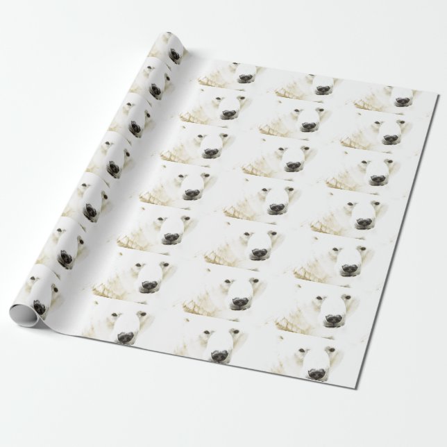 Papier Cadeau Regard glacial d'un ours polaire (Déroulé)