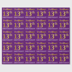Papier Cadeau Regard pourpre et d'imitation "13ème ANNIVERSAIRE