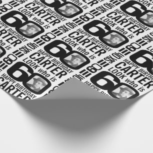 Papier Cadeau Regardez qui est 60 photos personnalisées mono 60