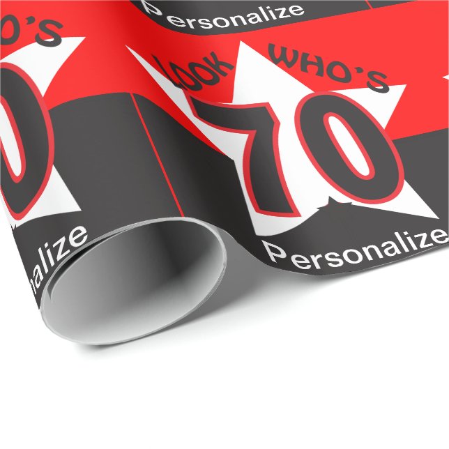 Papier Cadeau Regardez qui est 70 personnalise - anniversaire (Coin rond)
