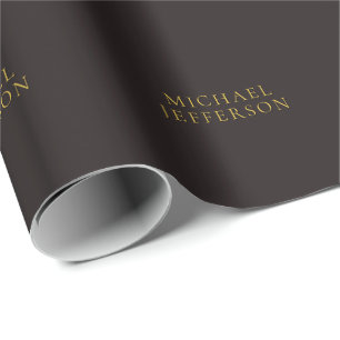 Papier Cadeau Réglisse Noir Or Minimaliste Simple Moderne Nom