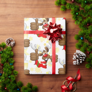 Papier Cadeau Reindeer Drunk Funny Caractère de Noël