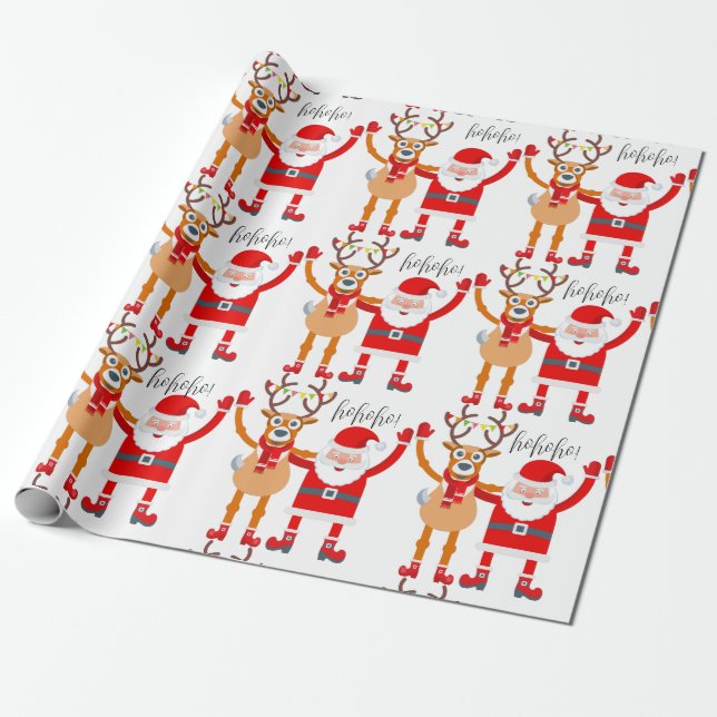 Papier Cadeau Reindeer et Père Noël Wrapper Paper