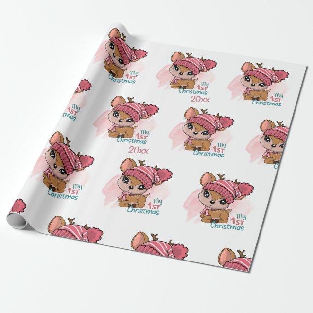 Papier Cadeau Reindeer, mon premier Noël (Déroulé)