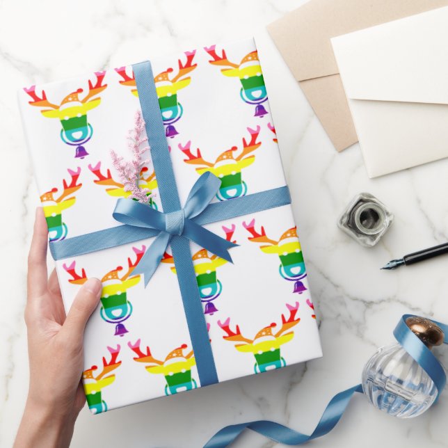 Papier Cadeau Reindeer Rainbow Pride drapeau LGBTQ Noël (Cadeaux)