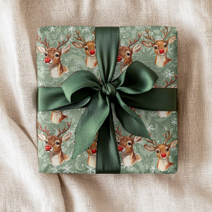 Papier Cadeau Reinder rouge dénouer Damas Vintages
