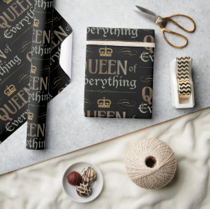 Papier Cadeau REINE de tout - Pourcentage Lettres Couronne
