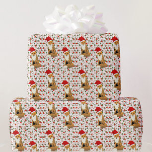 Papier Cadeau Renard de Noël dans un rouleau de Casquette du Pèr