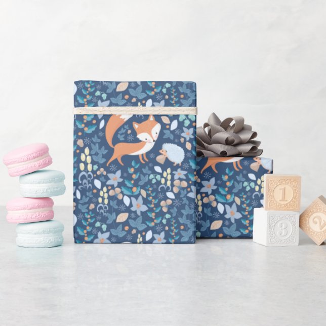 Papier Cadeau Renard des Bois Hiver (Baby Shower)