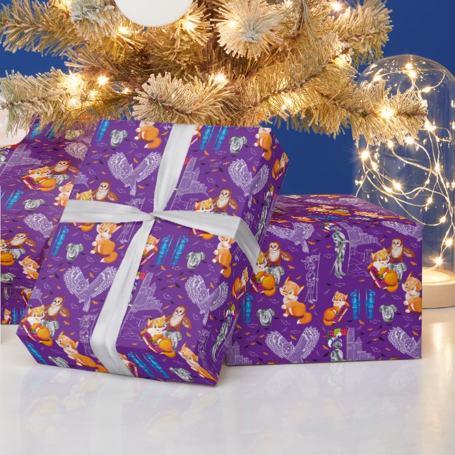 Papier Cadeau renard et hibou (Vacances)