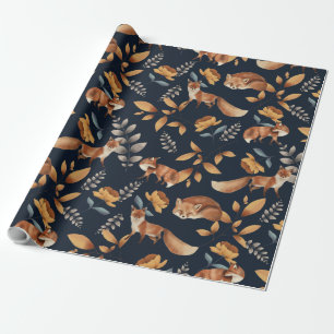 Papier Cadeau renard et rose
