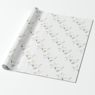 Papier Cadeau renard gribouillage noir blanc gris simple dessin