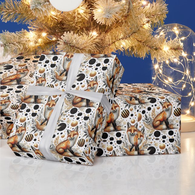Papier Cadeau Renard mignon et points sans couture (Vacances)