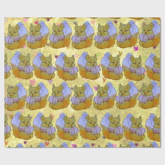 Papier Cadeau Renard nommé Dice (Plat)