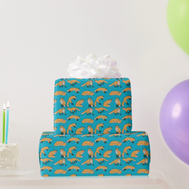 Papier Cadeau Renards roux (Cadeaux de fête)