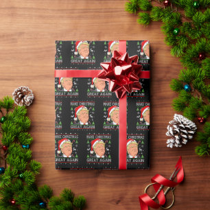 Papier Cadeau Rendre Noël super à nouveau drôle Trump mauvais No