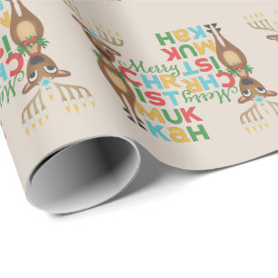 Papier Cadeau Renne de Noël Christmukkah joyeux