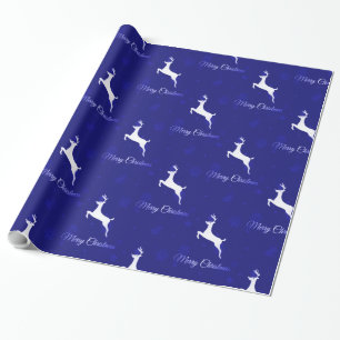Papier Cadeau Renne de Noël Joyeux Noël Motif Bleu