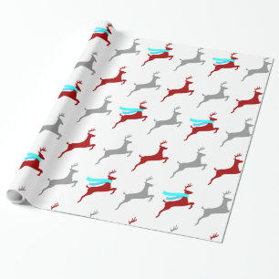 Papier Cadeau Renne Moderne avec Écharpe