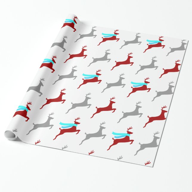 Papier Cadeau Renne Moderne avec Écharpe (Déroulé)