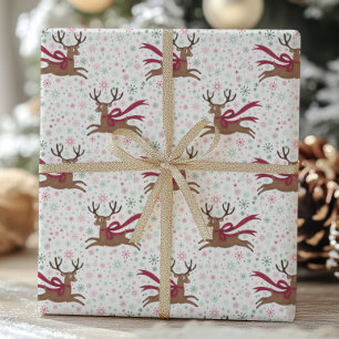Papier Cadeau Renne rétro et flocons de neige atomiques MCM