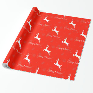 Papier Cadeau Renne rouge de Noël et motif Joyeux Noël