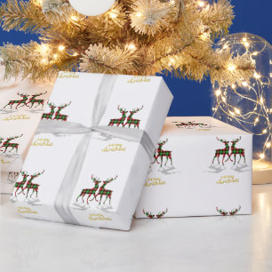 Papier Cadeau Rennes adorables plaid de Buffalo Joyeux Noël