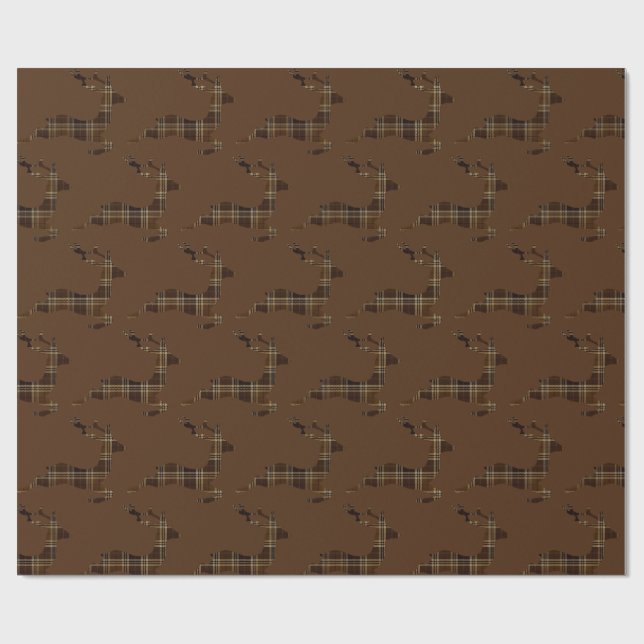 Papier Cadeau Rennes Brown de Noël (Plat)