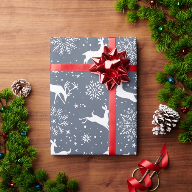 Papier Cadeau Rennes dans la neige (Cadeau de vacances)