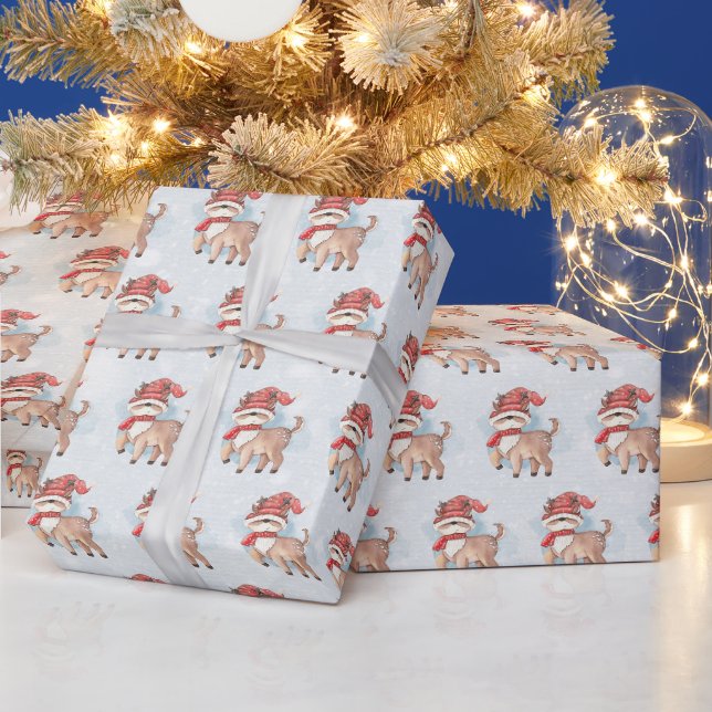 Papier Cadeau Rennes dans la neige (Vacances)