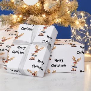 Papier Cadeau Rennes de dessin animé mignon personnalisé Noël