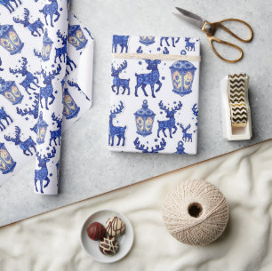 Papier Cadeau Rennes et Lanterne de Noël Delft Blue pour les Fêt