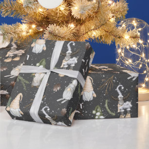 Papier Cadeau Rennes et lutins de Noël