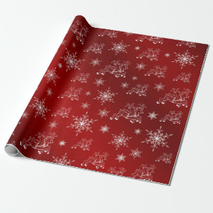 Papier Cadeau rennes, étoile, étoiles, flocon de neige, noël